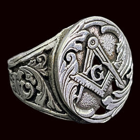Masonic Fellow Craft Degree Silver Ring Freemasonry Art 1581 - Bricks Masons
