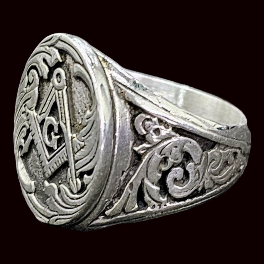 Masonic Fellow Craft Degree Silver Ring Freemasonry Art 1581 - Bricks Masons