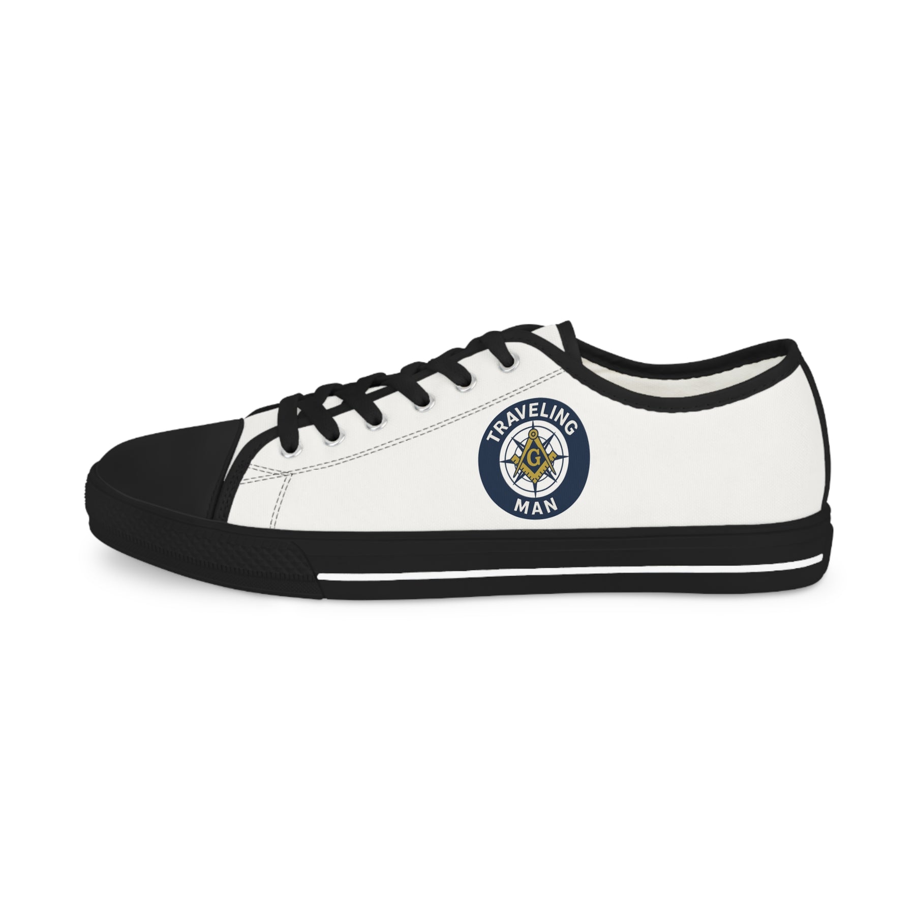 Master Mason Blue Lodge Sneaker - Low Top Sneaker Black & White Traveling Mason - Bricks Masons
