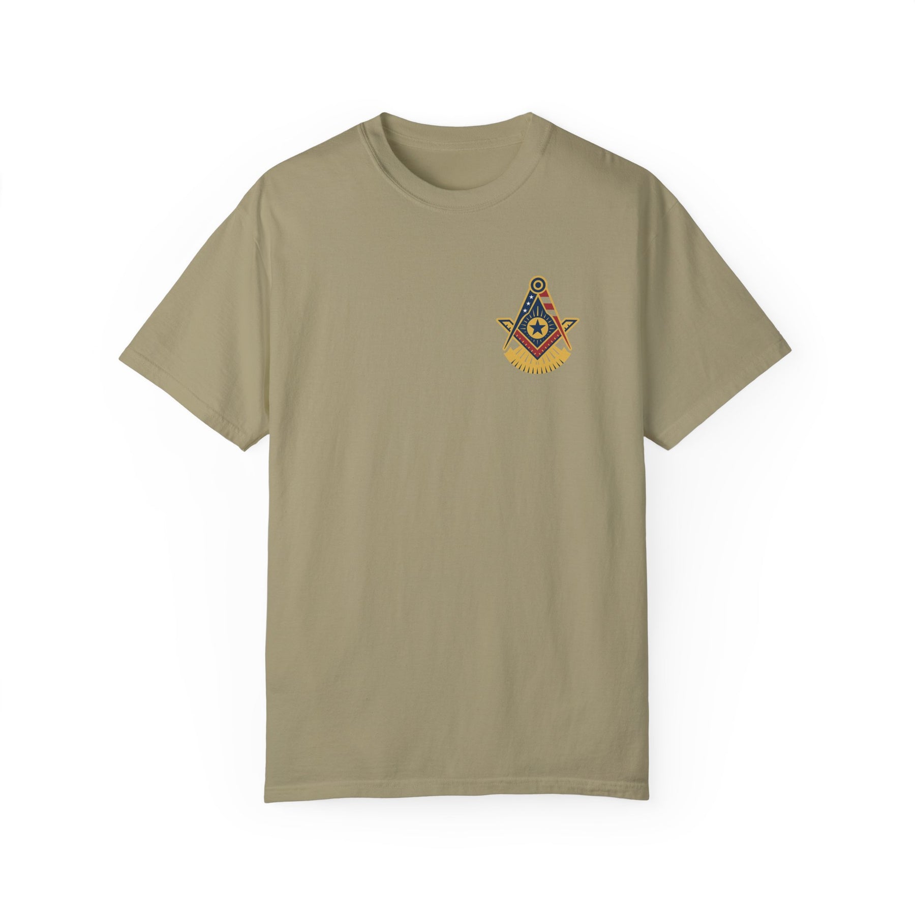 Past Master Blue Lodge T-Shirt - Garment-Dyed US Flag - Bricks Masons