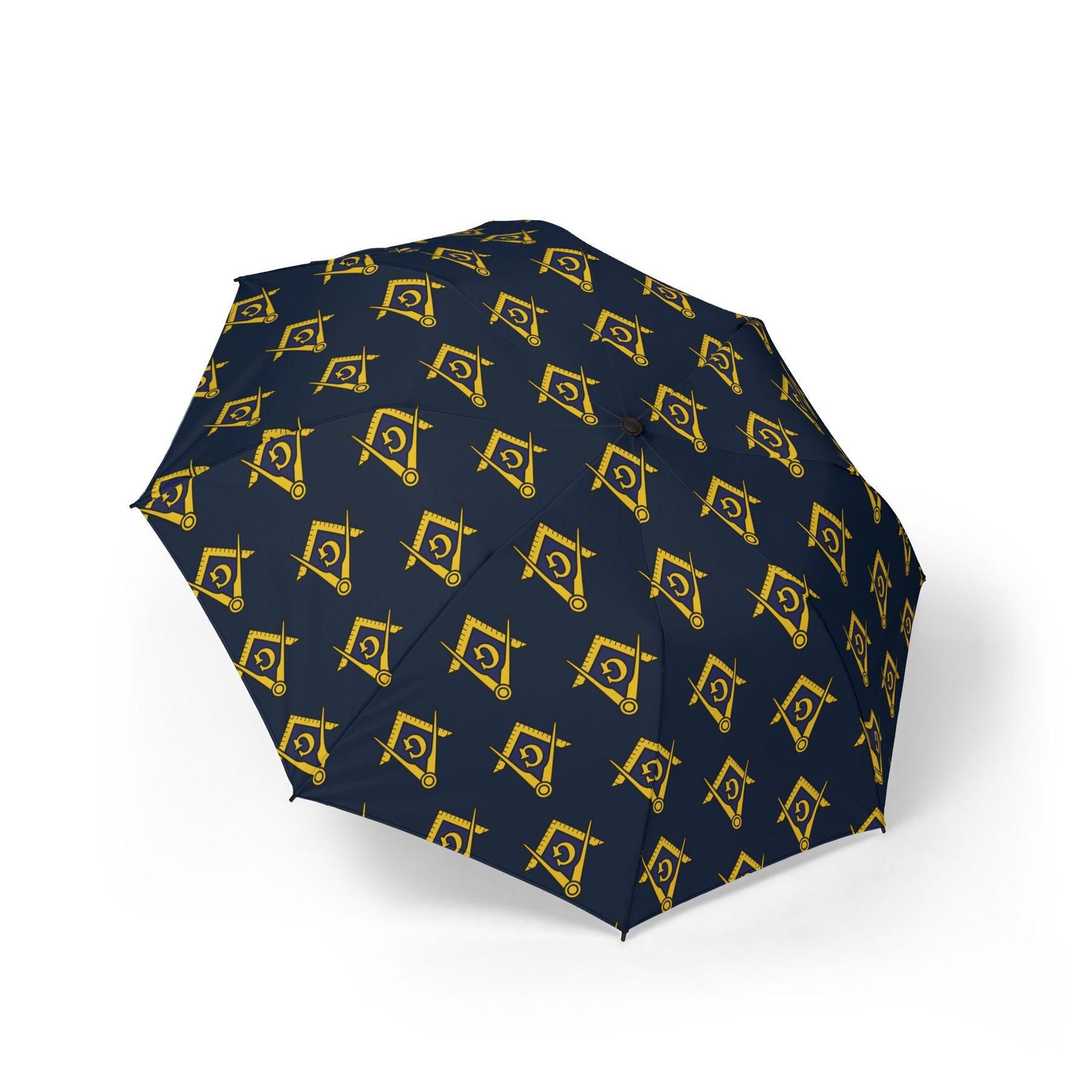 Master Mason Blue Lodge Umbrella - Dark Blue with Golden Square & Compass G - Bricks Masons