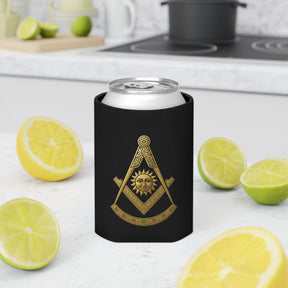 Past Master Blue Lodge Can Cooler - Gold Square & Compass - Bricks Masons