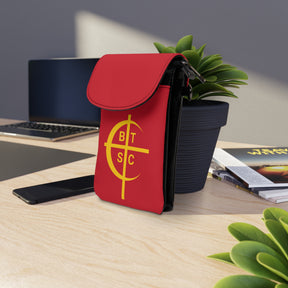 Council of Crusaders Cell Phone Wallet - Red & Yellow Microfiber Leather - Bricks Masons