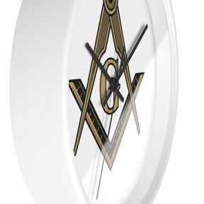 Master Mason Blue Lodge Clock - Distinguished S&C G on White Dial - Bricks Masons