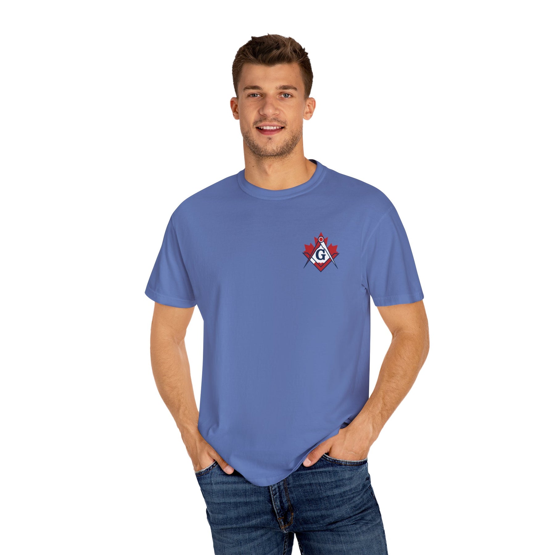 Master Mason Blue Lodge Canada Jurisdiction T-Shirt - Garment-Dyed Tee - Bricks Masons