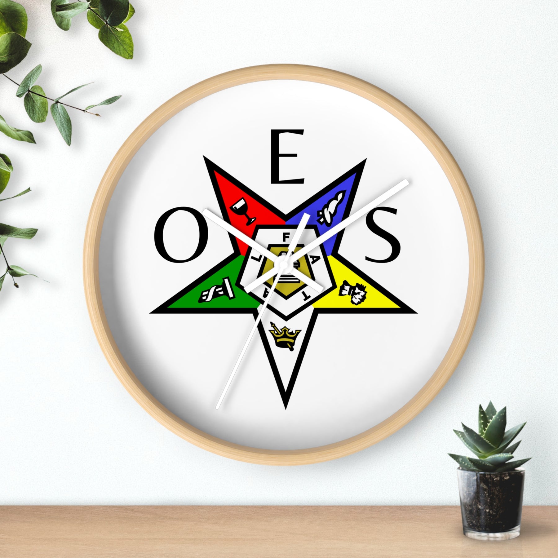 OES Clock - Colorful Star Emblem - Bricks Masons
