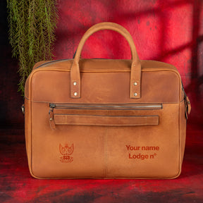 33rd Degree Scottish Rite Briefcase - Wings Up Brown Leather - Bricks Masons