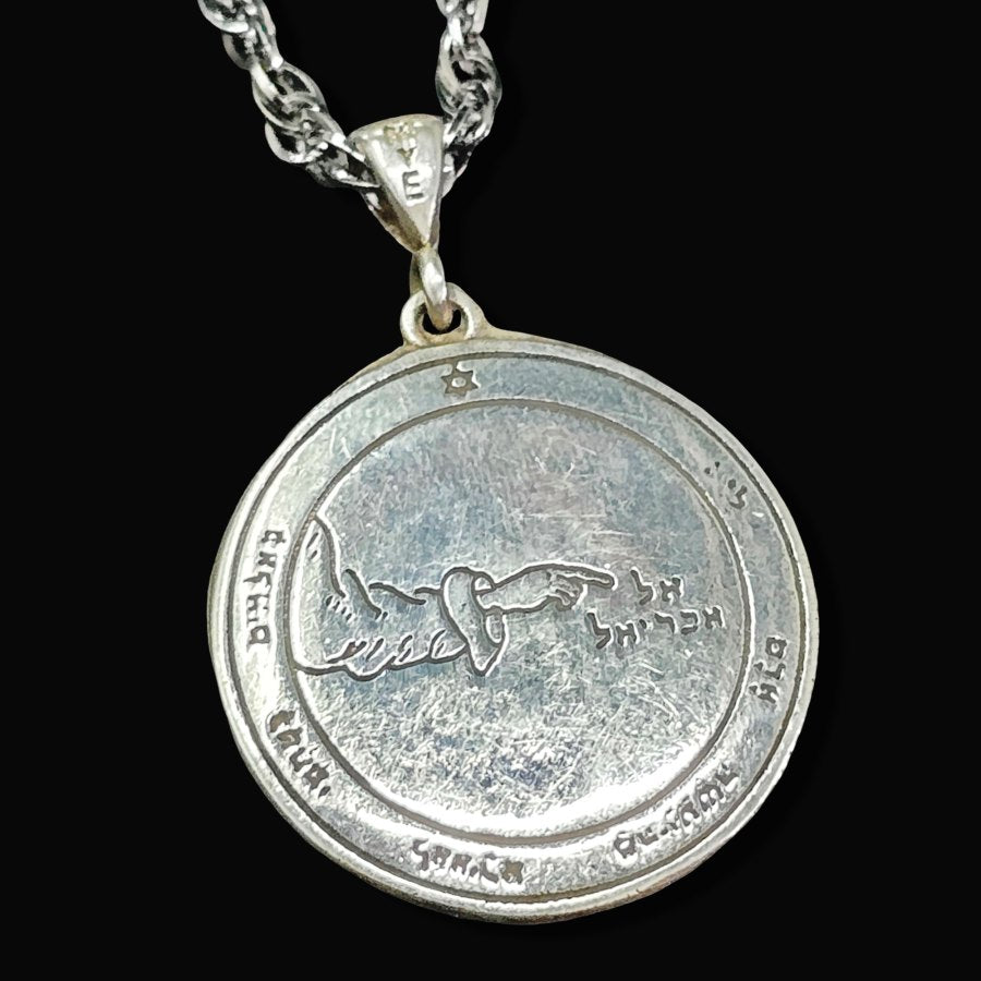 Wiccan pendant Third Pentacle consecrated to the Moon in Silver 3 cm 8 g 44 Seals of Solomon Art 1712 - Bricks Masons