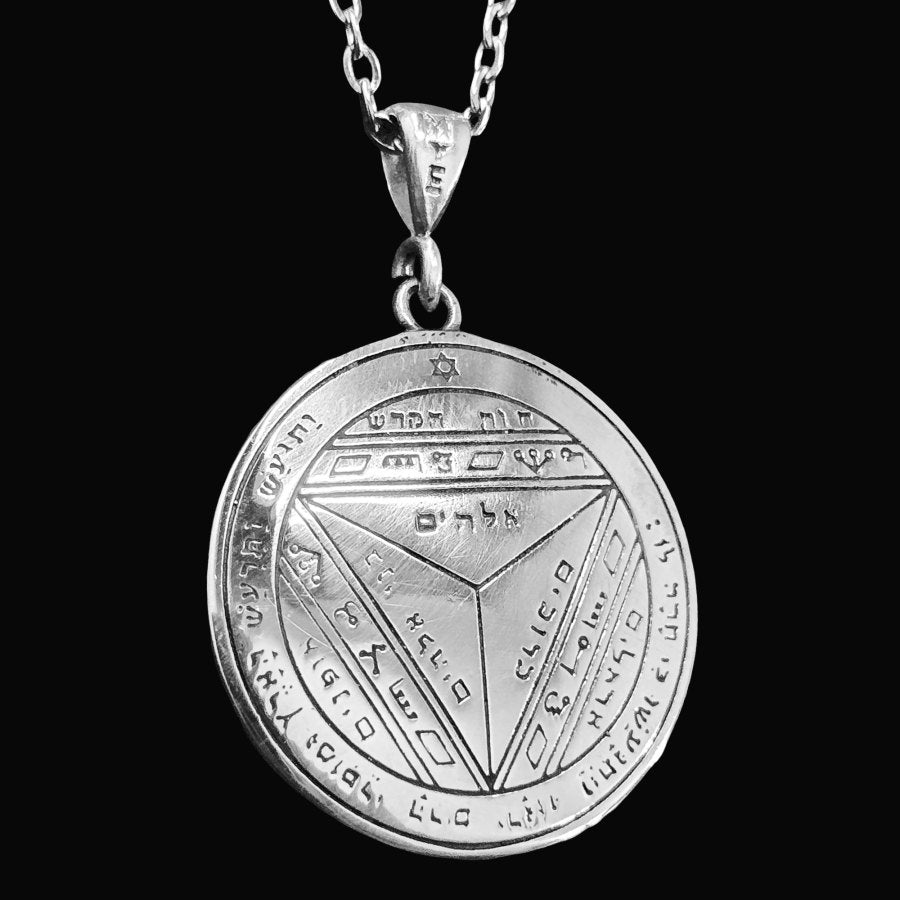 Wiccan Pendant Seventh Pentacle consecrated to Saturn Silver 3 Cm 8 Gr 44 Seals of Solomon Art 1716 - Bricks Masons