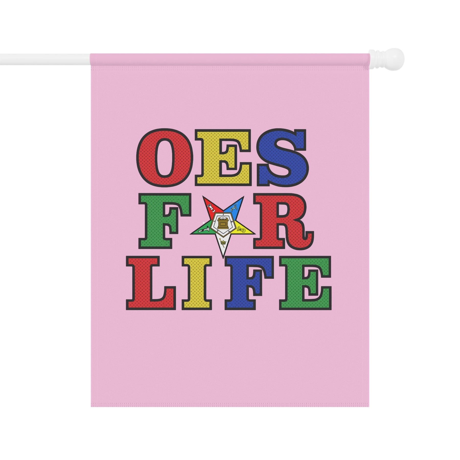 OES Yard Flag - Pink OES For Life Poly Poplin - Bricks Masons