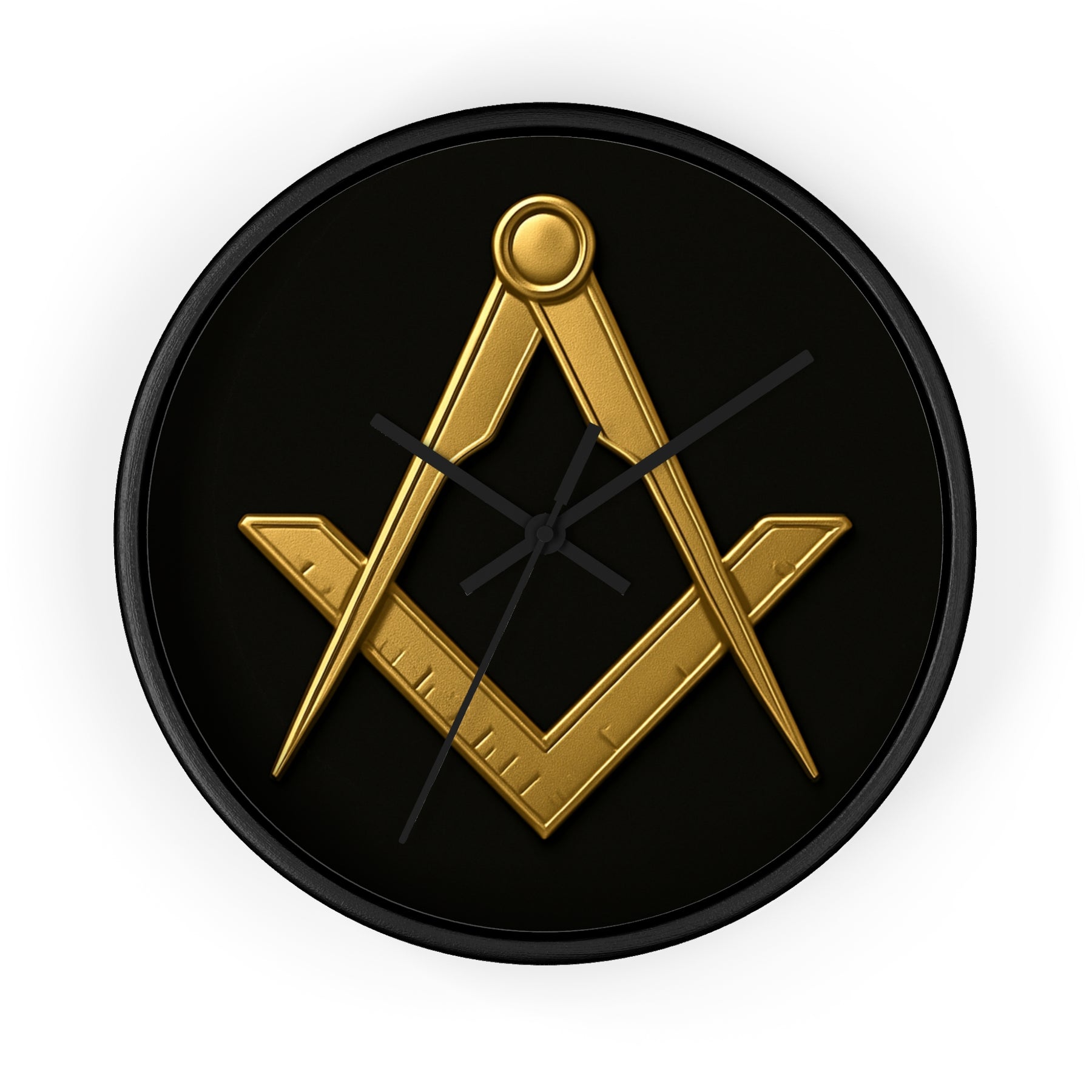 Master Mason Blue Lodge Clock - Classic Square & Compass on Wood Frame - Bricks Masons