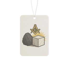 Master Mason Blue Lodge Car Air Freshener - Rough Ashlar & Perfect Ashlar Symbol - Bricks Masons