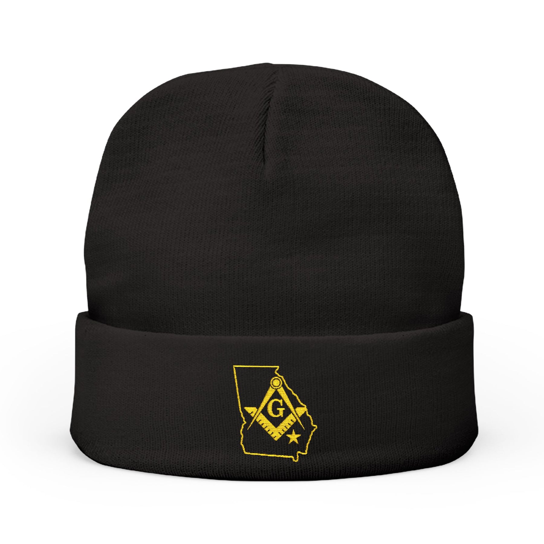 Master Mason Blue Lodge Beanie - Knit Embroidery Georgia Mason - Bricks Masons