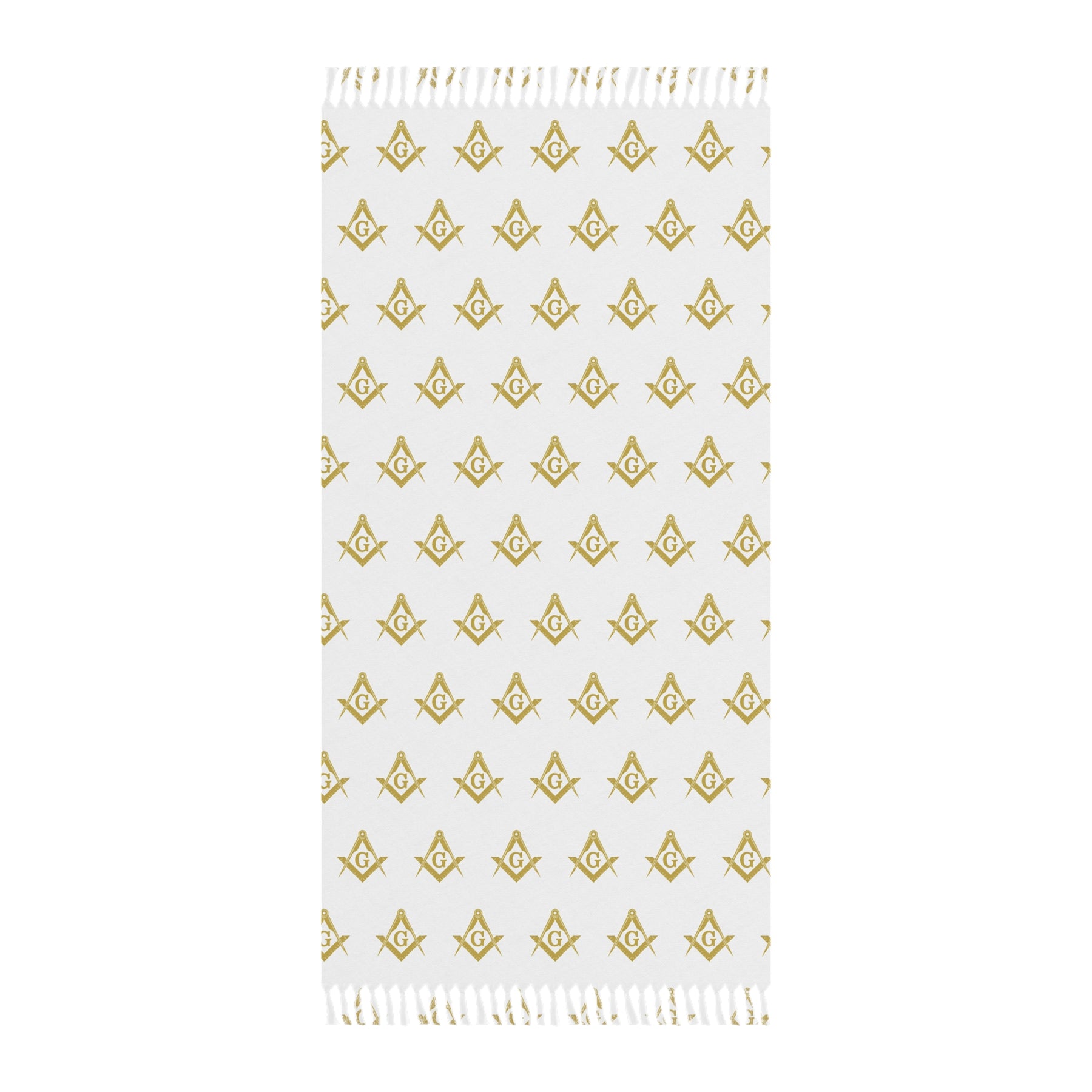 Master Mason Blue Lodge Towel - S & C Polyester With Knotted Tassels - Bricks Masons