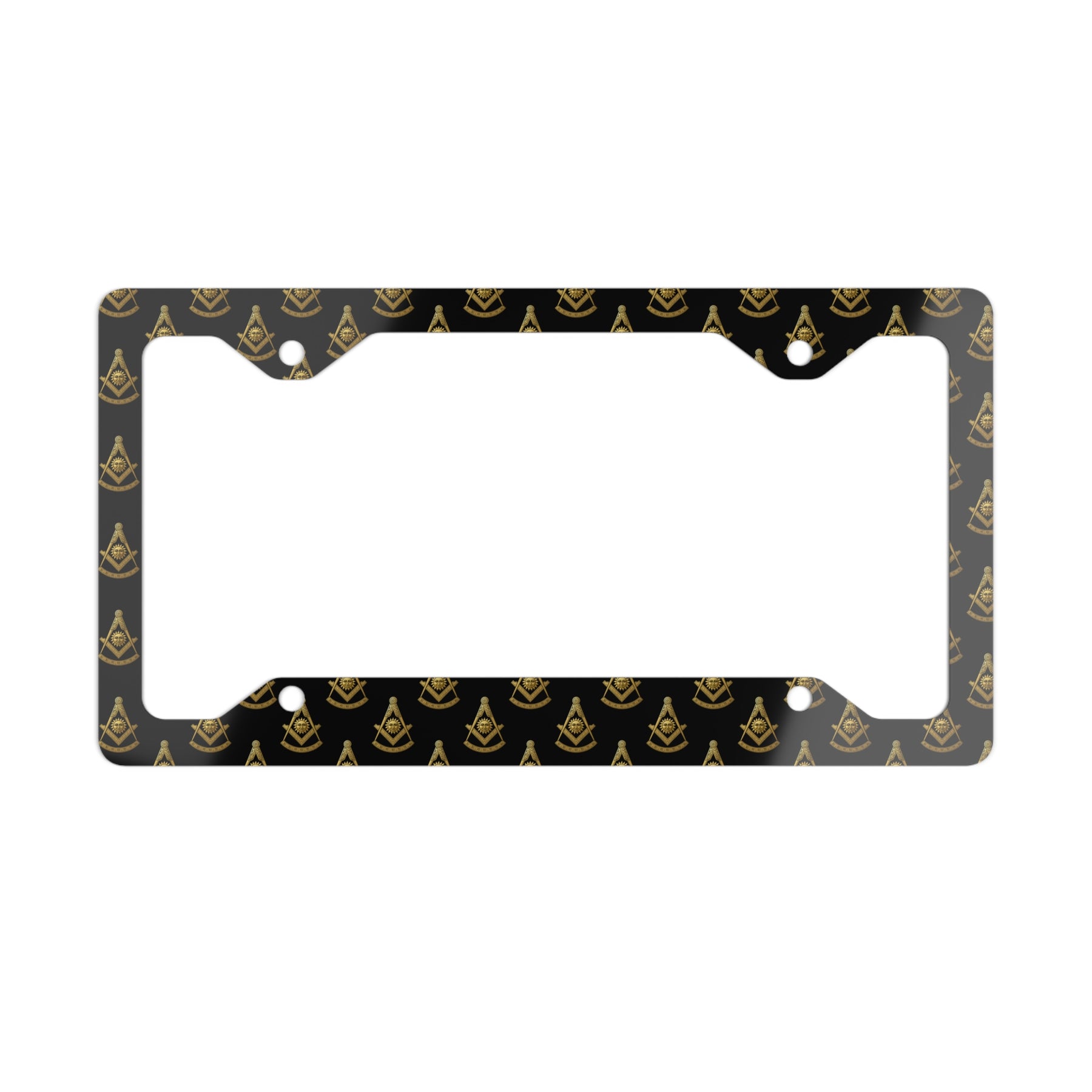 Past Master Blue Lodge License Plate Frame - Square & Compass with Quadrant Sun Pattern - Bricks Masons