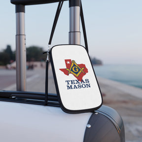 Master Mason Blue Lodge Passport Wallet - White Texas Mason With Shoulder & Wrist Strap - Bricks Masons