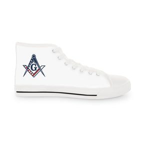 Master Mason Blue Lodge Sneaker - High Top Black & White Sole with USA FLAG S&C G - Bricks Masons