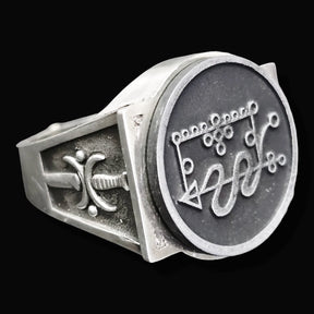 Demon Ring 15 DUKE ELIGOS 72 Demons Minor Key of Solomon Goetia In Silver 2.2 cm x 1.8 cm 18 Gr Art 1793 - Bricks Masons