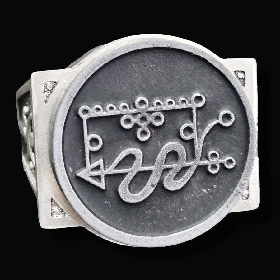 Demon Ring 15 DUKE ELIGOS 72 Demons Minor Key of Solomon Goetia In Silver 2.2 cm x 1.8 cm 18 Gr Art 1793 - Bricks Masons