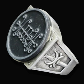 Demon Ring 19 DUKE SALLOS 72 Demons Lesser Key of Solomon Goetia In Silver 2.2 cm x 1.8 cm 18 Gr Art 1797 - Bricks Masons