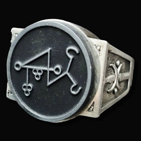 Demon Ring 21 COUNT PRESIDENT MARAX 72 Demons Lesser Key of Solomon Goetia In Silver 2.2 cm x 1.8 cm 18 Gr Art 1799 - Bricks Masons