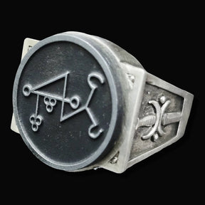 Demon Ring 21 COUNT PRESIDENT MARAX 72 Demons Lesser Key of Solomon Goetia In Silver 2.2 cm x 1.8 cm 18 Gr Art 1799 - Bricks Masons