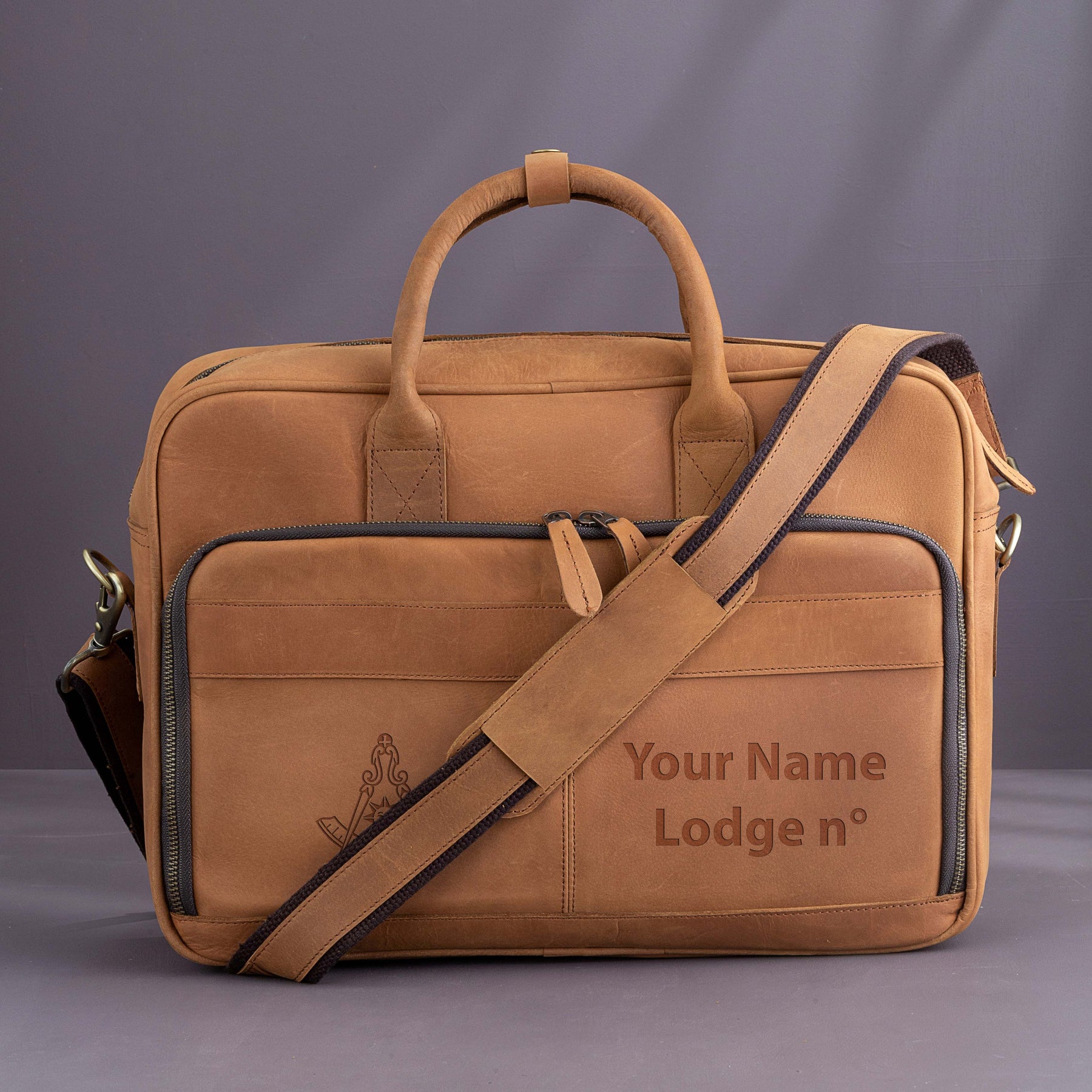 Past Master Blue Lodge California Regulation Briefcase - Handmade Leather - Bricks Masons