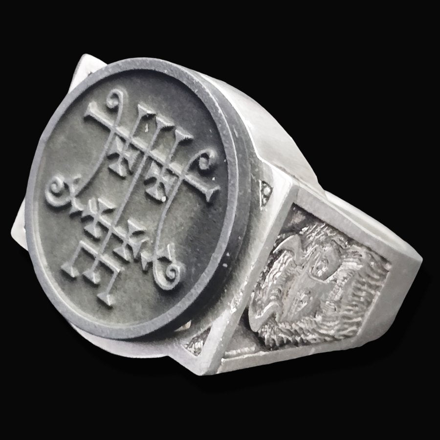 Demon Ring 31 PRESIDENT'S RING FORAS 72 Demons Lesser Key of Solomon Goetia In Silver 2.2 cm x 1.8 cm 18 Gr Art 1809 - Bricks Masons