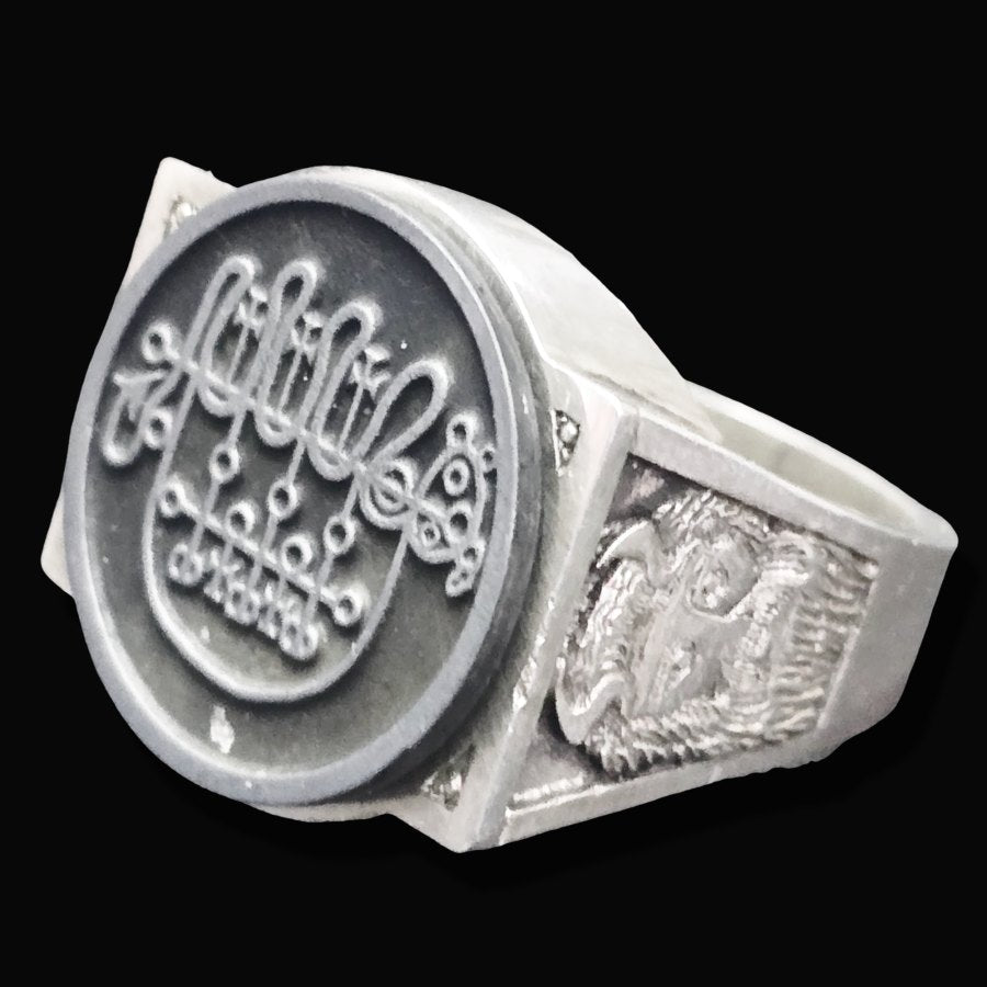 Demon Ring 42 DUKE VEPAR 72 Demons Lesser Key of Solomon Goetia In Silver 2.2 cm x 1.8 cm 18 Gr Art 1820 - Bricks Masons