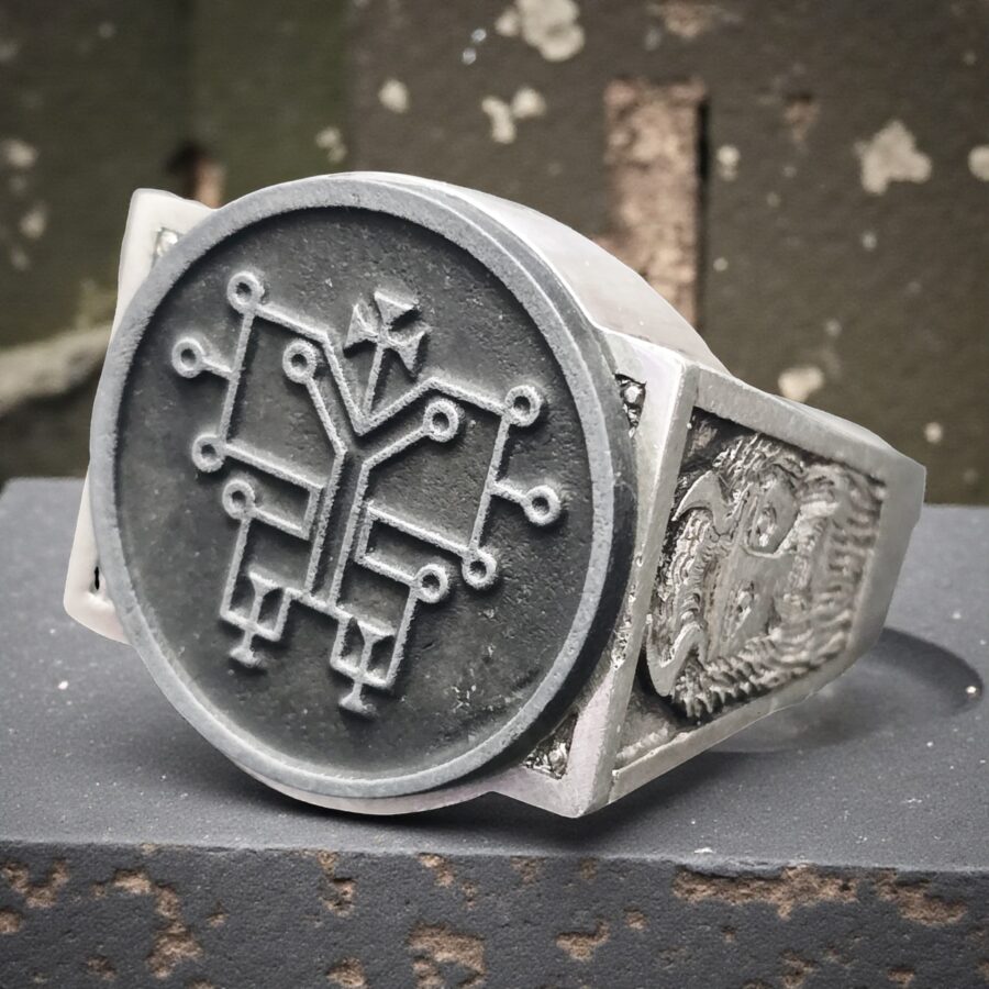 Demon Ring 59 MARQUES ORIAS 72 Demons Minor Key of Solomon Goetia In Silver 2.2 cm x 1.8 cm 18 Gr Art 1837 - Bricks Masons