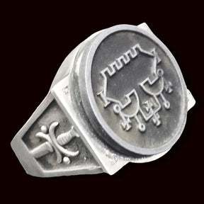 Demon Ring 68 KING BELIAL 72 Demons Lesser Key of Solomon Goetia In Silver 2.2 cm x 1.8 cm 18 Gr Art 1846 - Bricks Masons