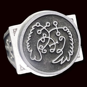 Demon Ring 70 PRINCE SEERE 72 Demons Lesser Key of Solomon Goetia In Silver 2.2 cm x 1.8 cm 18 Gr Art 1848 - Bricks Masons