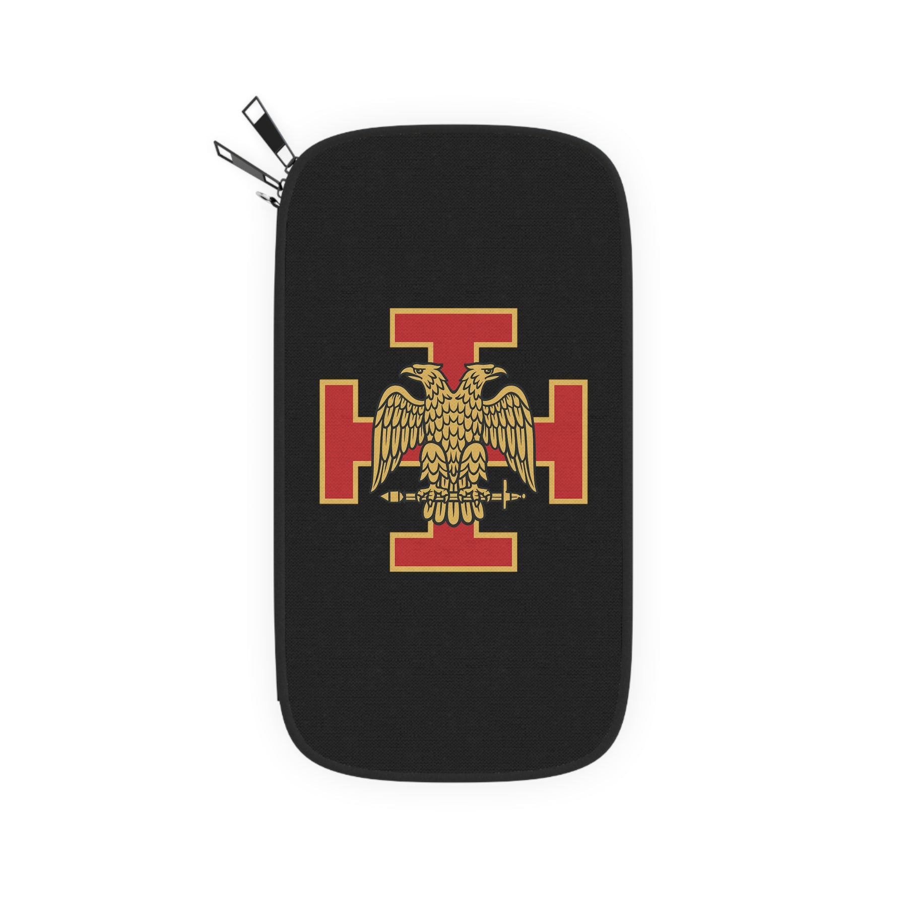 33rd Degree Scottish Rite Passport Wallet - Black & Red Cross With Eagle Wings Down - Bricks Masons