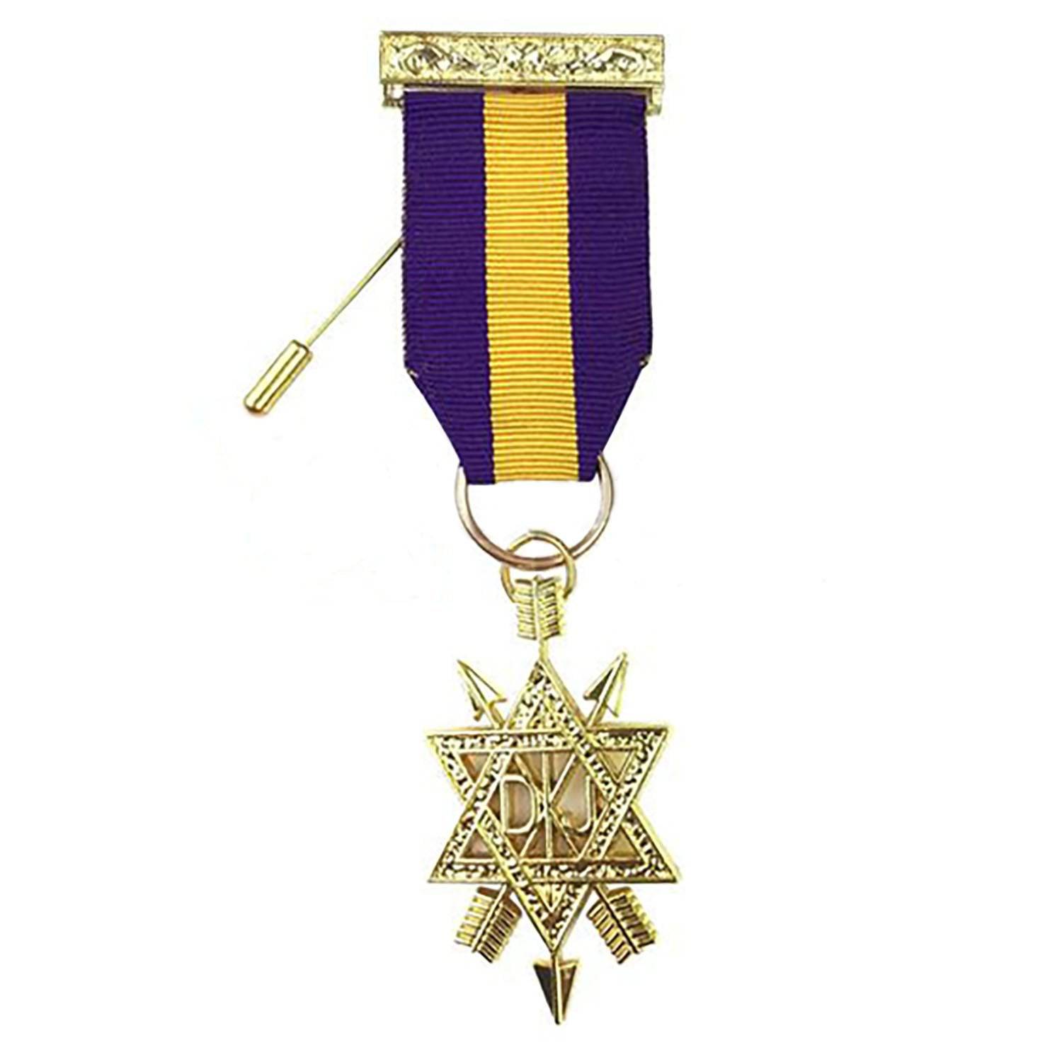 1st Degree Order of the Secret Monitor Breast Jewel - Purple & Yellow - Bricks Masons