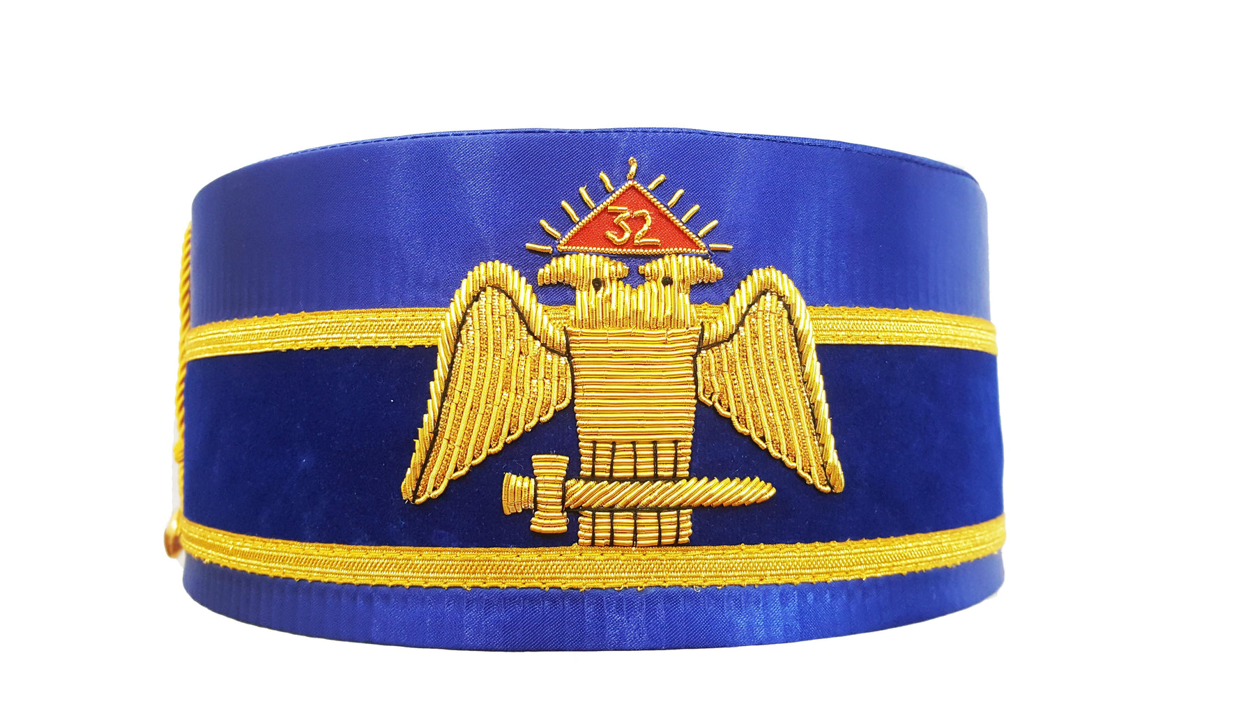 32nd Degree Scottish Rite Crown Cap - Wings Down Blue Handmade Embroidery