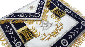 Past Master Blue Lodge Apron - Navy Blue with Wreath