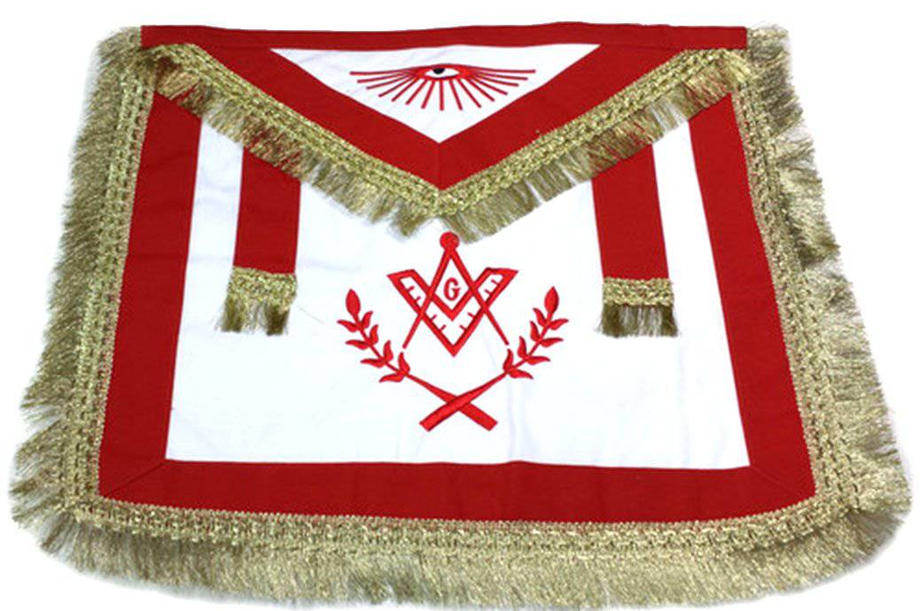 Master Mason Blue Lodge Regalia Set - Red & White with Fringe