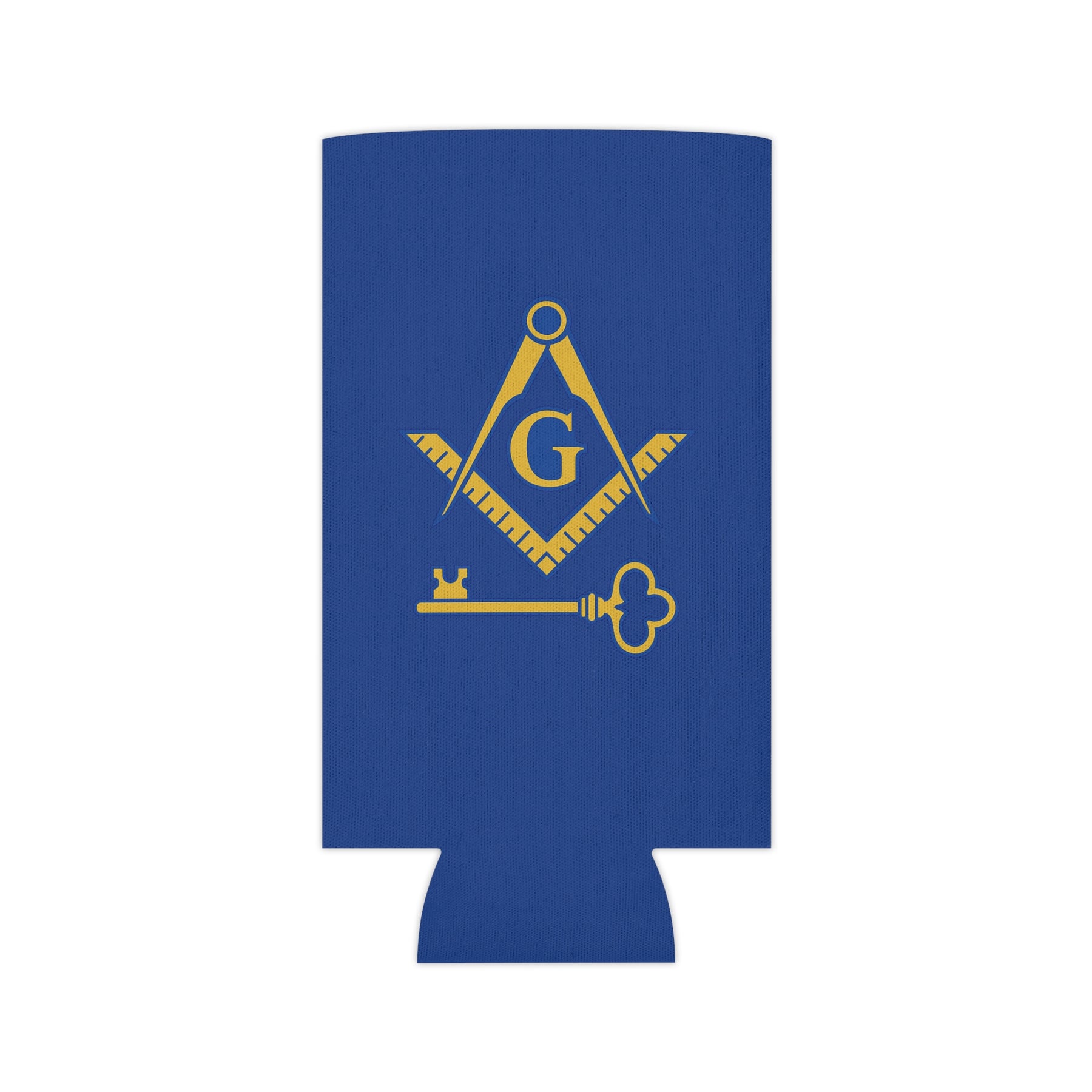 International Masons Can Cooler - Gold & Blue Square & Compass G - Bricks Masons