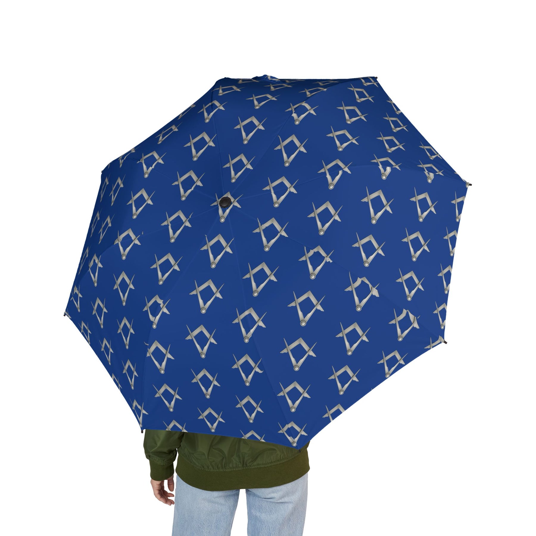 Master Mason Blue Lodge Umbrella - Blue with Silver Square & Compass Emblem - Bricks Masons