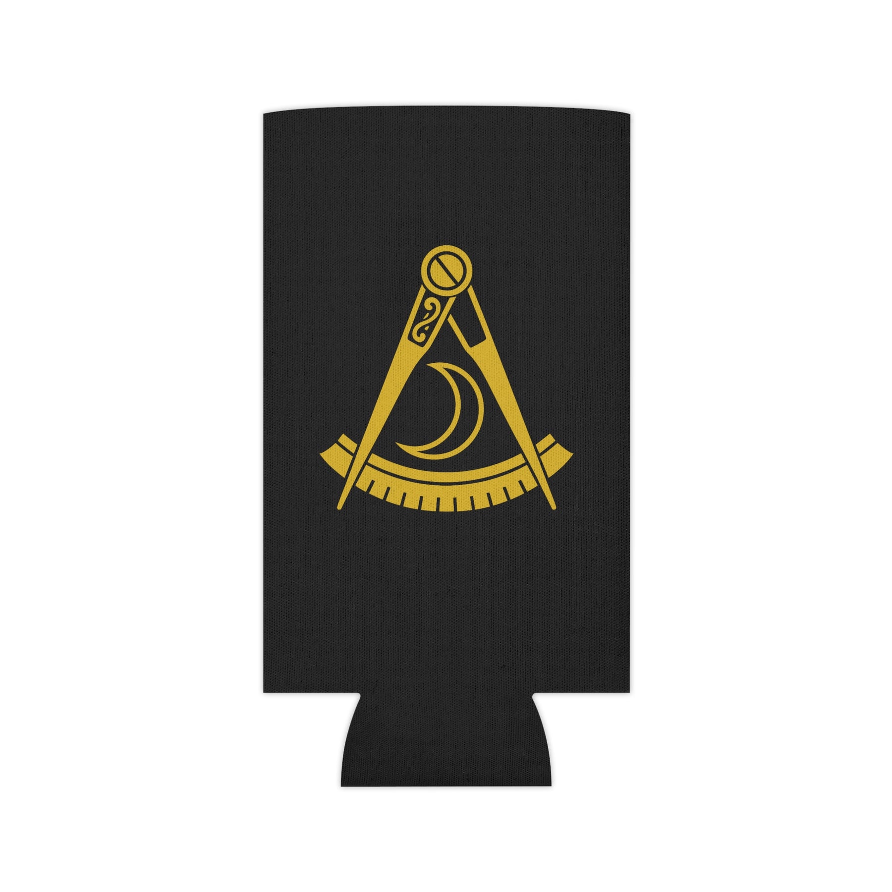 District Deputy Grand Master Blue Lodge Can Cooler - Black & Gold Square & Compass - Bricks Masons
