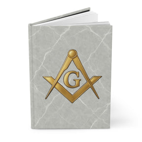 Master Mason Blue Lodge Journal - White Marble Finish Square & Compass G Notebook - Bricks Masons