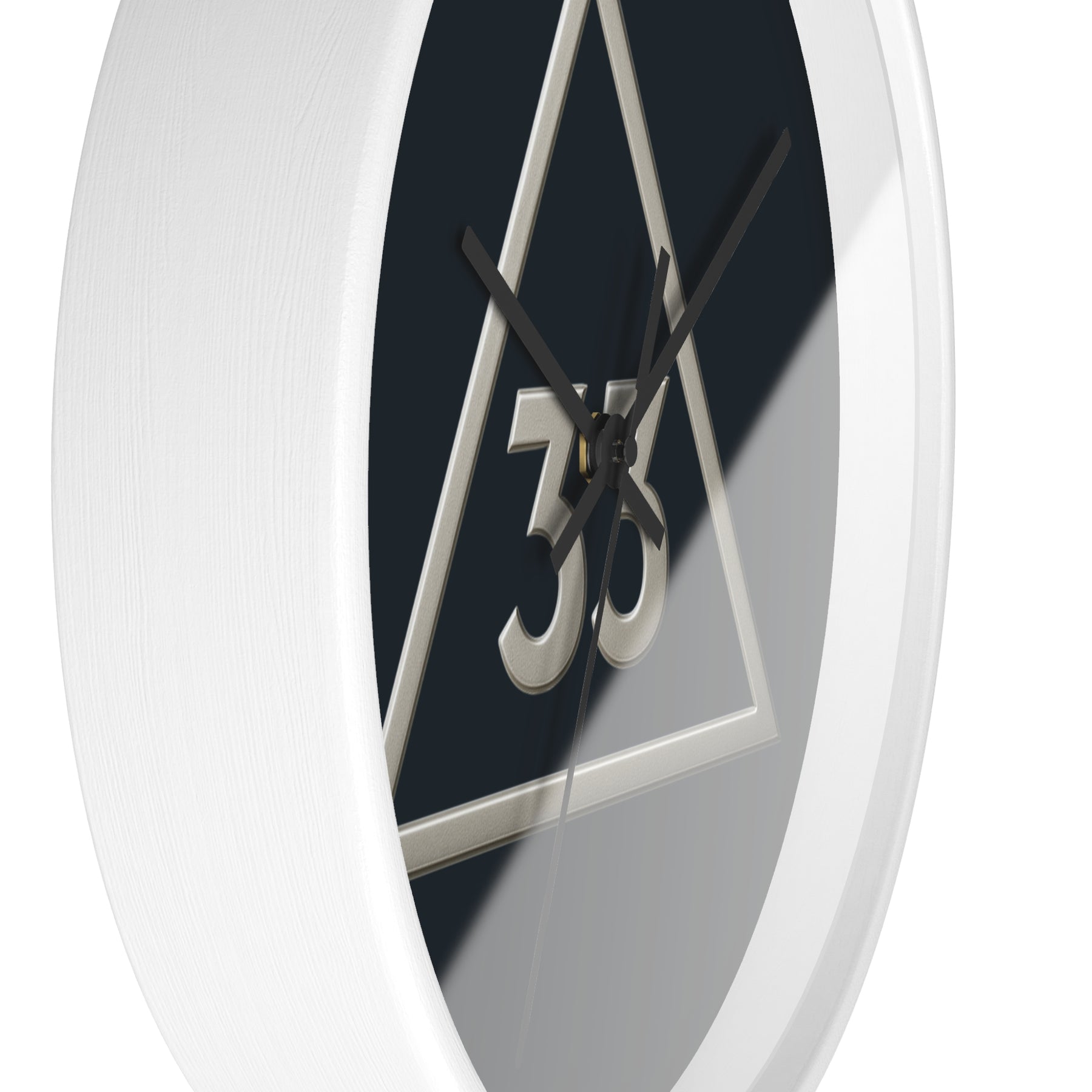 33rd Degree Scottish Rite Clock - Silver Triangle with 33 on Wooden Frame - Bricks Masons