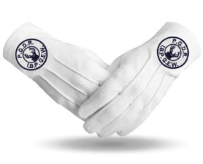 Past Grand Daughter Ruler Elks of the World Gloves - White Cotton - Bricks Masons