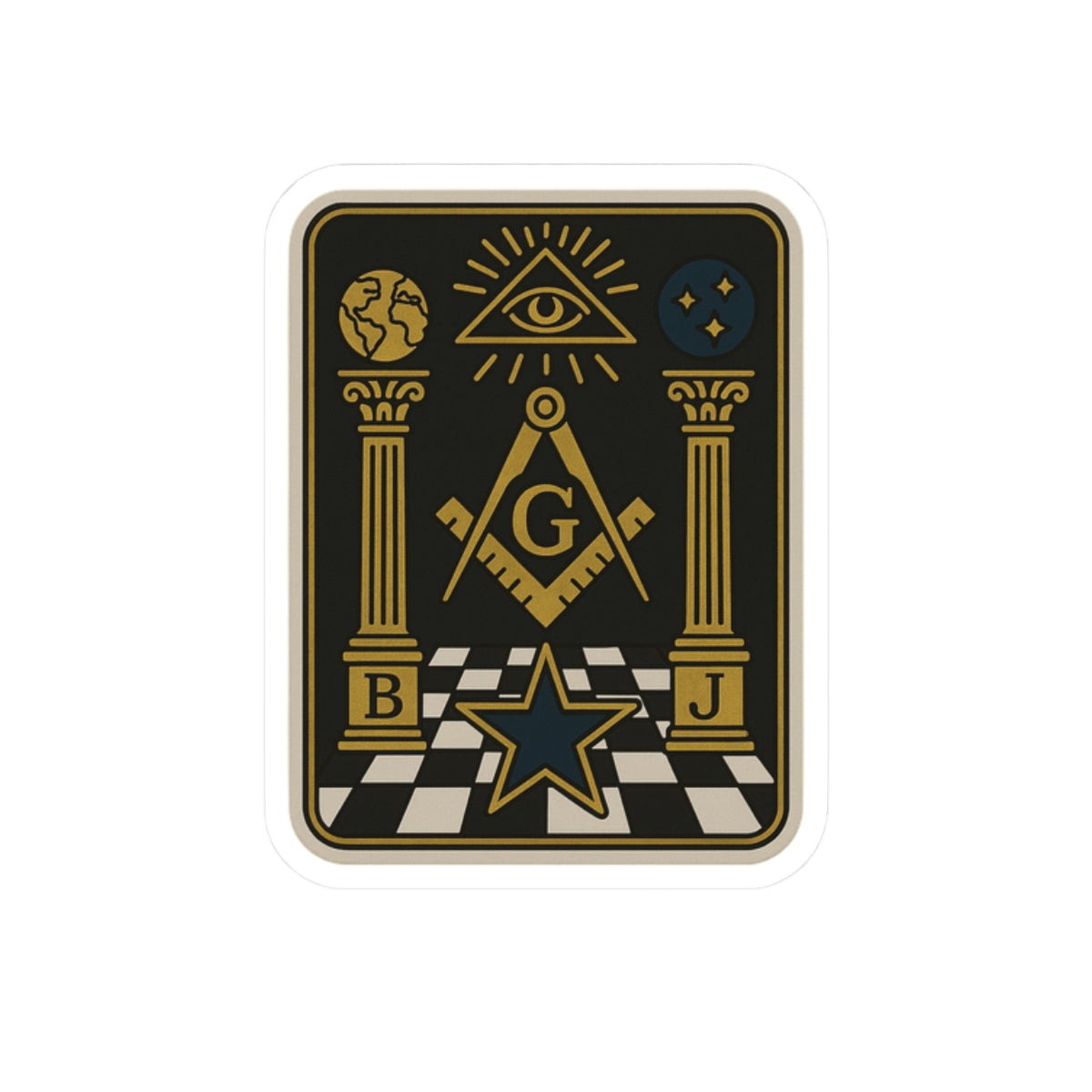 Master Mason Blue Lodge Sticker Decal - Kiss-Cut The Tracing Board S & C - Bricks Masons