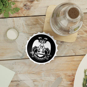 32nd Degree Scottish Rite Bottle Opener - Wings Down Black & White - Bricks Masons