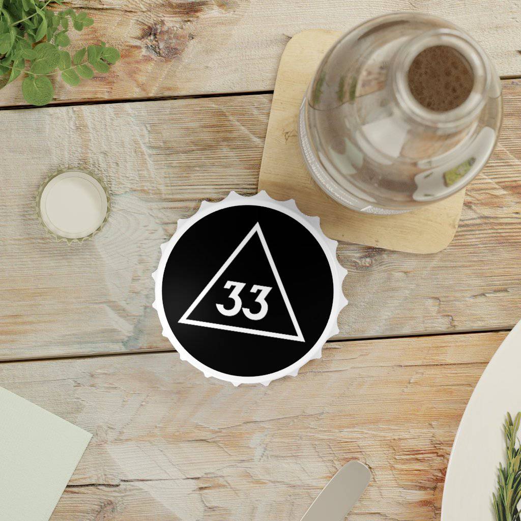 33rd Degree Scottish Rite Bottle Opener - Black & White - Bricks Masons