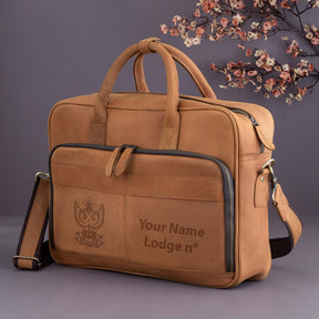 33rd Degree Scottish Rite Briefcase - Wings Up Handmade Leather - Bricks Masons