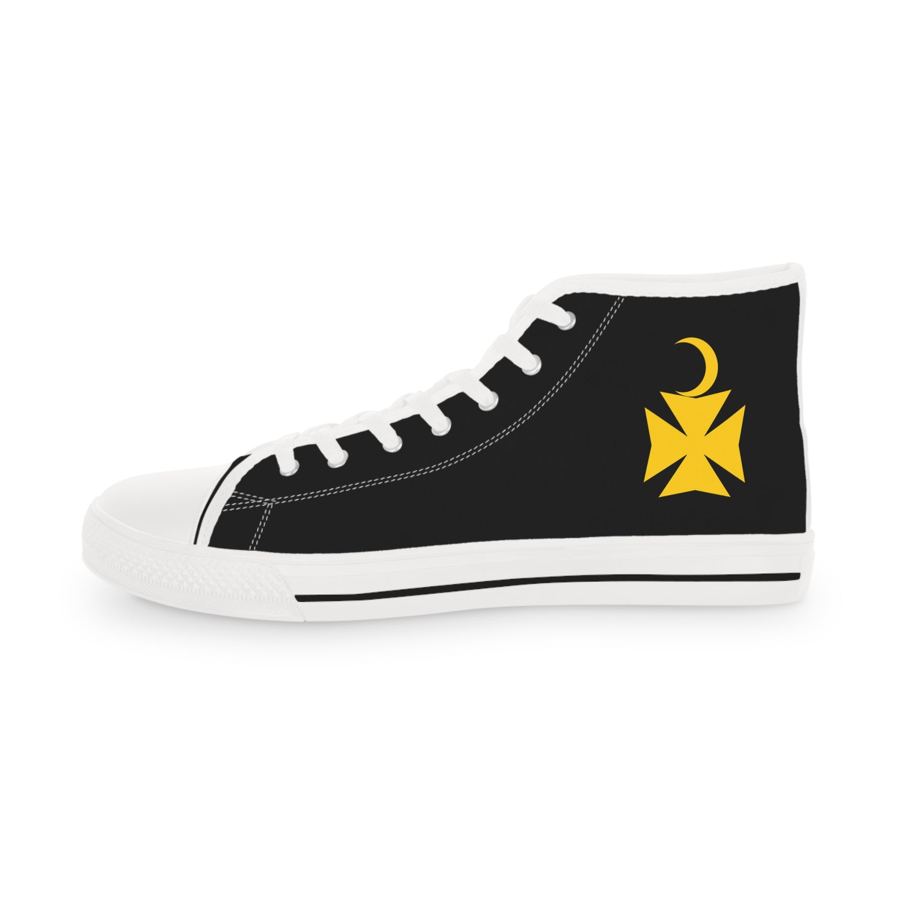 Knights of Constantinople Sneaker - High Top Black & White Golden Emblem - Bricks Masons