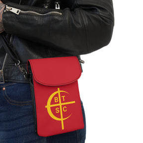Council of Crusaders Cell Phone Wallet - Red & Yellow Microfiber Leather - Bricks Masons