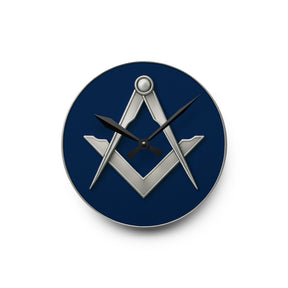 Master Mason Blue Lodge Clock - Blue & Silver Square & Compass - Bricks Masons